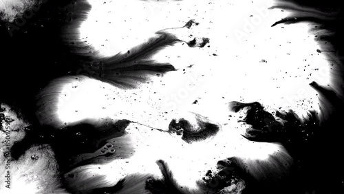 real footage Ink splatter brush stroke transition abstract ink brush slow motion blot, splat, fluid art, overlay, watercolor matte composition, spreading brush stroke ink transition splatter 
