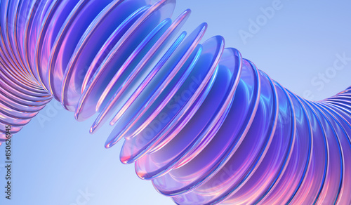 Glass shapes dynamic background. 3d rendering.