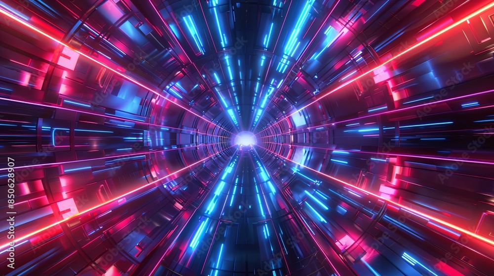 Red Blue Tunnel Abstract Background