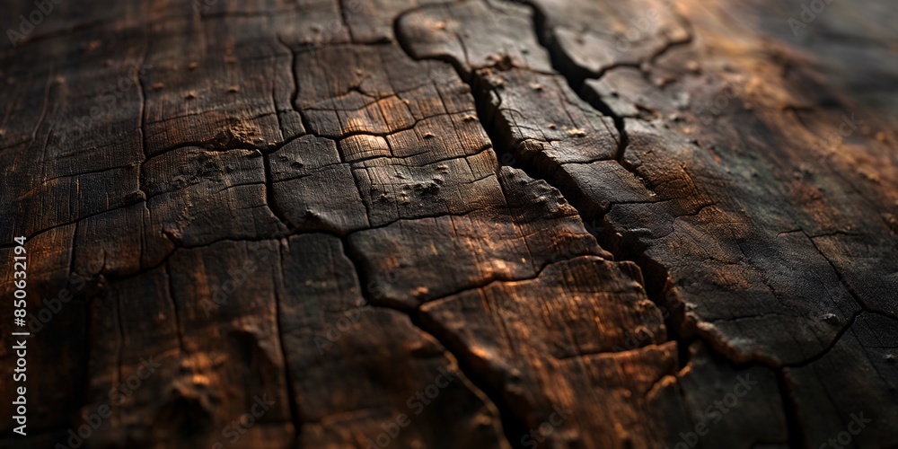 Close-up of a cracked, weathered wooden surface with dramatic lighting highlighting textures and grooves. Perfect for rustic and natural themes. Close-up of a cracked, weathered wooden surface with dramatic lighting highlighting textures and grooves. Perfect for rustic and natural themes.