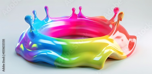 splashes of colorful paint in the shape of a circle on a white background