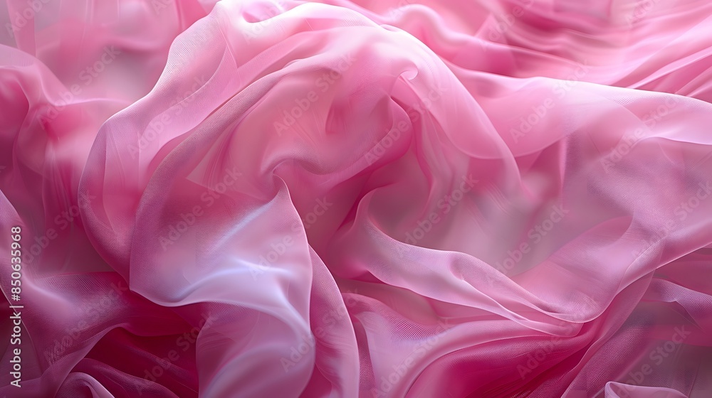 Fototapeta premium Pink lightweight fabric mesh, texture of the fabric, beautifully draped background