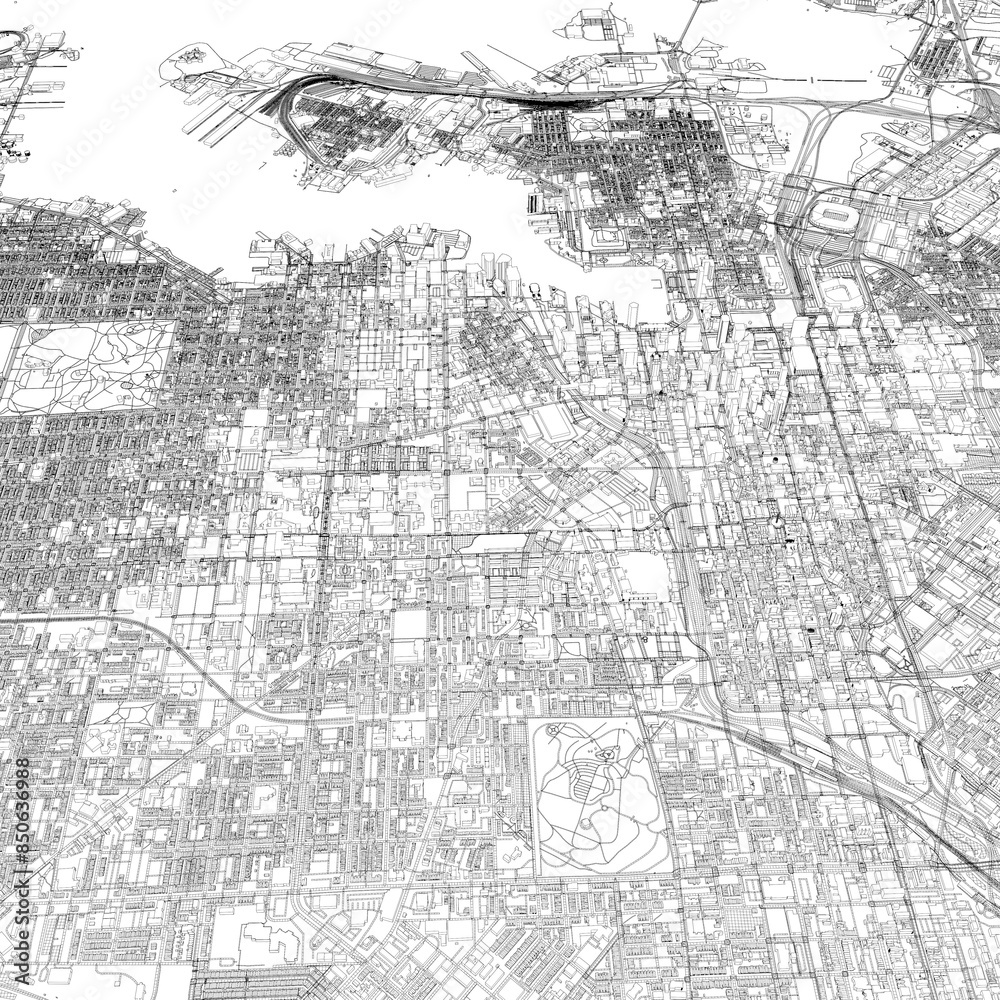 3D illustration of city and urban in Baltimore USA 3D illustration of city and urban in Baltimore USA