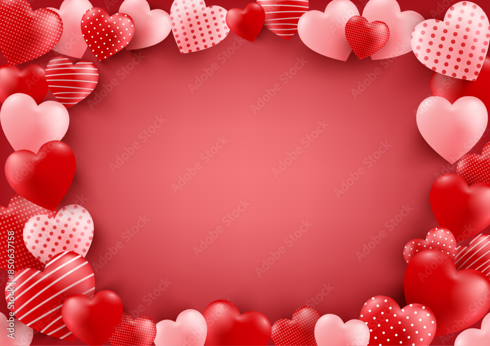 Valentine's day poster or banner with a lot of sweet hearts on pink and red background. Valentine's day poster or banner with a lot of sweet hearts on pink and red background.