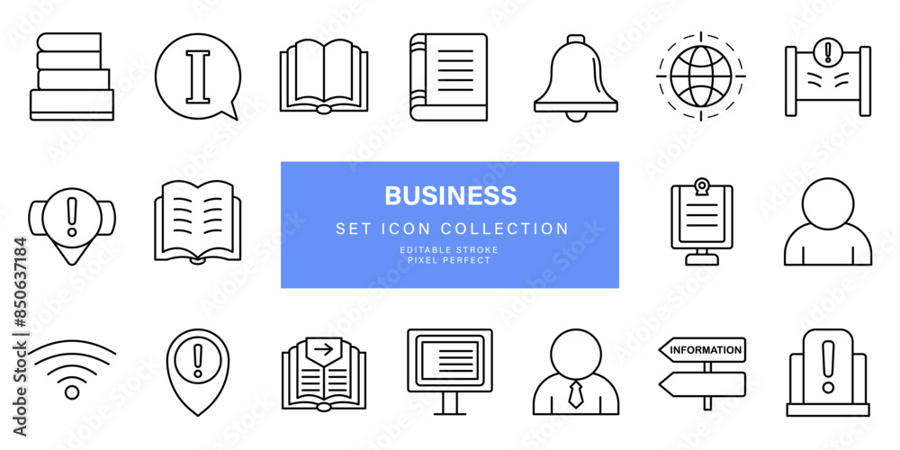 Set icon of business symbol simple outline vector design	
