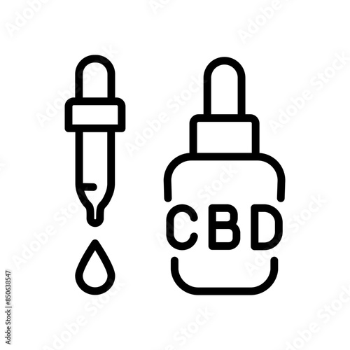 Hemp cannabinoid extract vector icon. Medical marijuana or CBD oil bottle with dropper outline vector icon. Simple sign for mobile concept and web design. Symbol, logo illustration. Vector graphics
