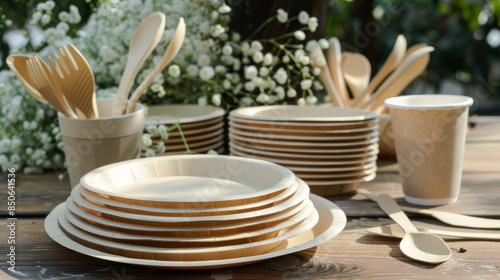 Eco-friendly paper tableware can be thrown away and recycled. It is made from plants, so it's good for the environment.