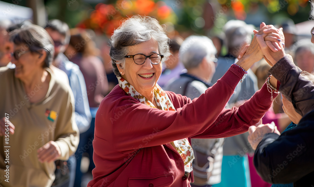 Fototapeta premium Elderly doing holiday activities happily and having fun.