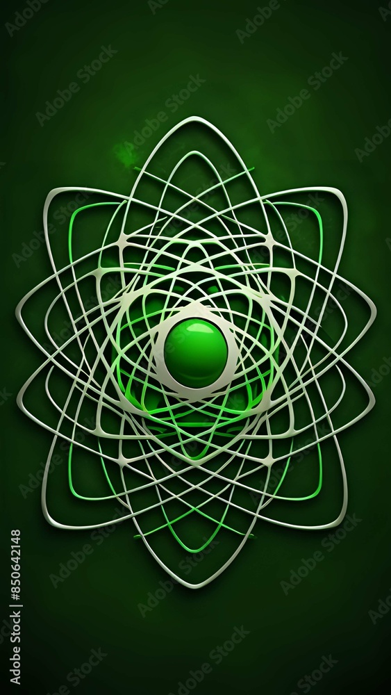 Abstract atomic structure created in green color. AI Generated. Abstract atomic structure created in green color. AI Generated.