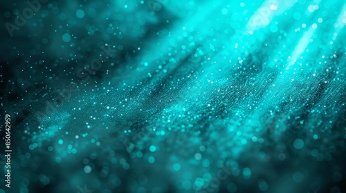 Teal and mint light burst abstract radiant rays on dark teal with golden sparkles