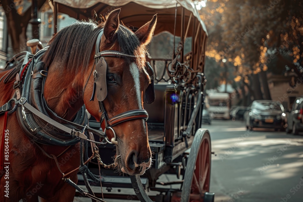 An image of a horse-drawn cart in a historical setting, showcasing the nostalgic transport method and animal labor, with a focus on equestrian transport and traditional rural transportation An image of a horse-drawn cart in a historical setting, showcasing the nostalgic transport method and animal labor, with a focus on equestrian transport and traditional rural transportation