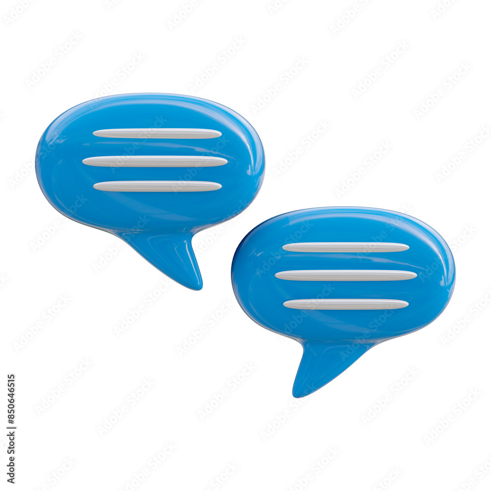 Blue 3D icon of chat bubbles isolated on white background. message and chat app symbol Blue 3D icon of chat bubbles isolated on white background. message and chat app symbol