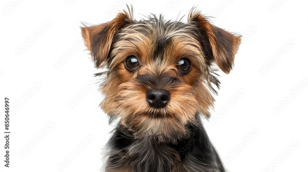 Adorable Yorkshire Terrier puppy with bright eyes and soft fur looking at the camera isolated on a white background. Adorable Yorkshire Terrier puppy with bright eyes and soft fur looking at the camera isolated on a white background.