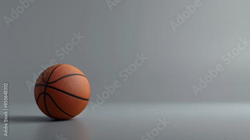 A basketball sits on a grey background © Leli