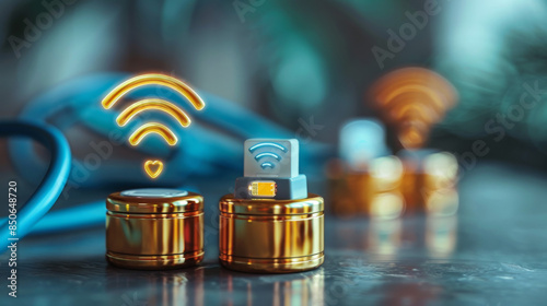 Graphic depicting a WiFi icon with a battery icon, symbolizing powerefficient WiFi photo