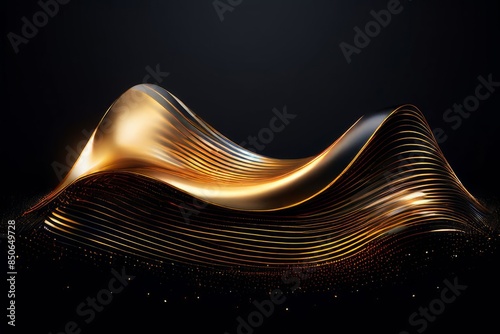 illustration of abstract background ofgolden shaded wavy texture with shiny satin surface photo