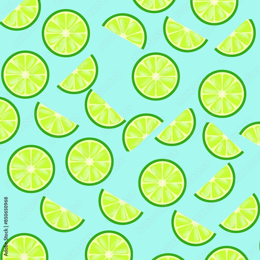 seamless pattern with green lemons, slices of citrus, lemon fruit illustration seamless pattern with green lemons, slices of citrus, lemon fruit illustration