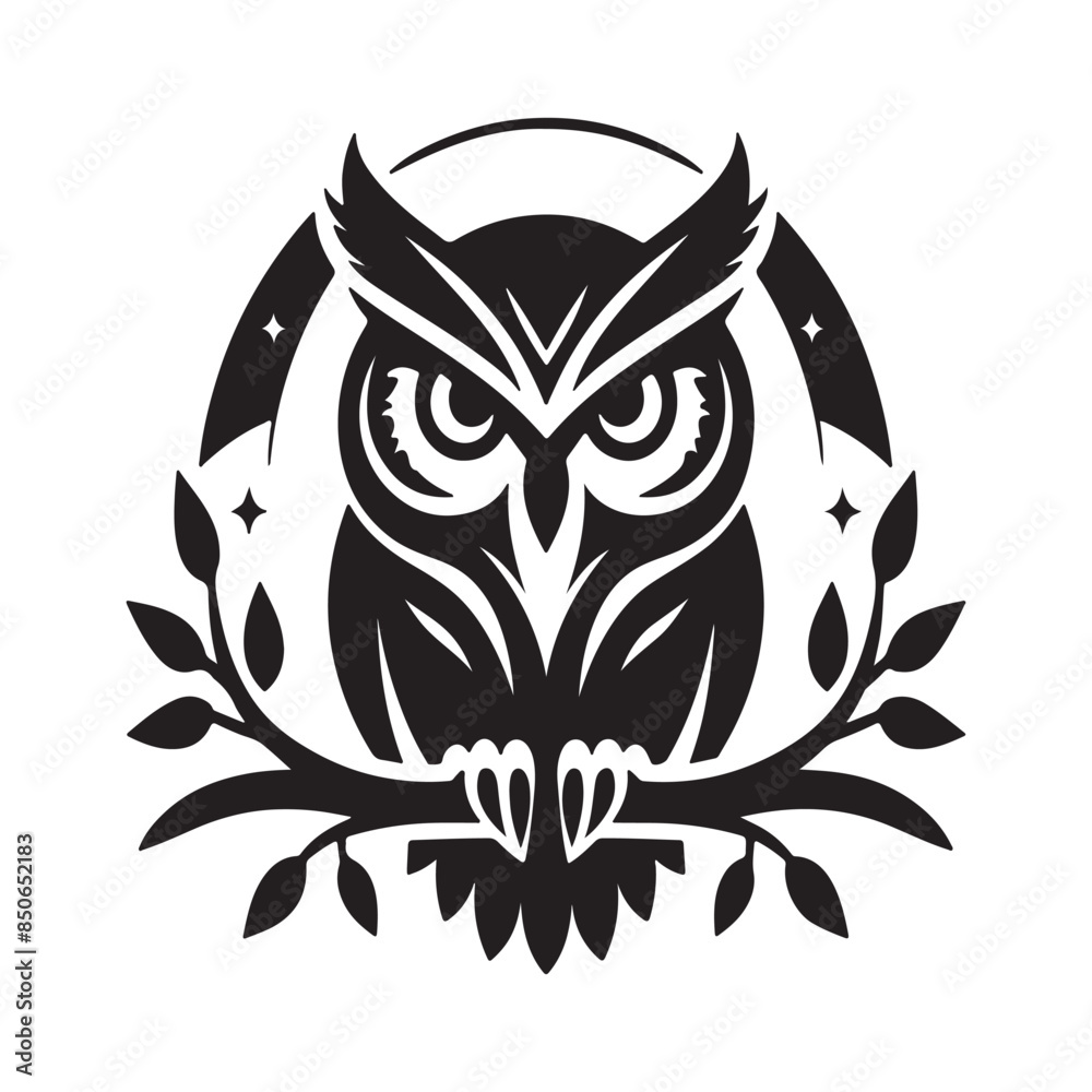 Owl Silhouette Vector Art Illustration Owl Silhouette Vector Art Illustration