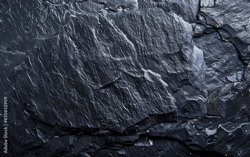 A black rock wall with many cracks on a background A black rock wall with many cracks on a background