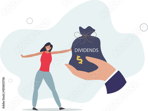 Dividend stocks, public company payback profit in stock market, return or profit from investment concept.flat illustration.