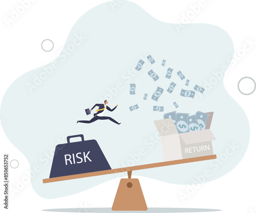 Investment high risk high expected return, investor risk appetite in securities and investment asset to get high reward concept.flat illustration.
