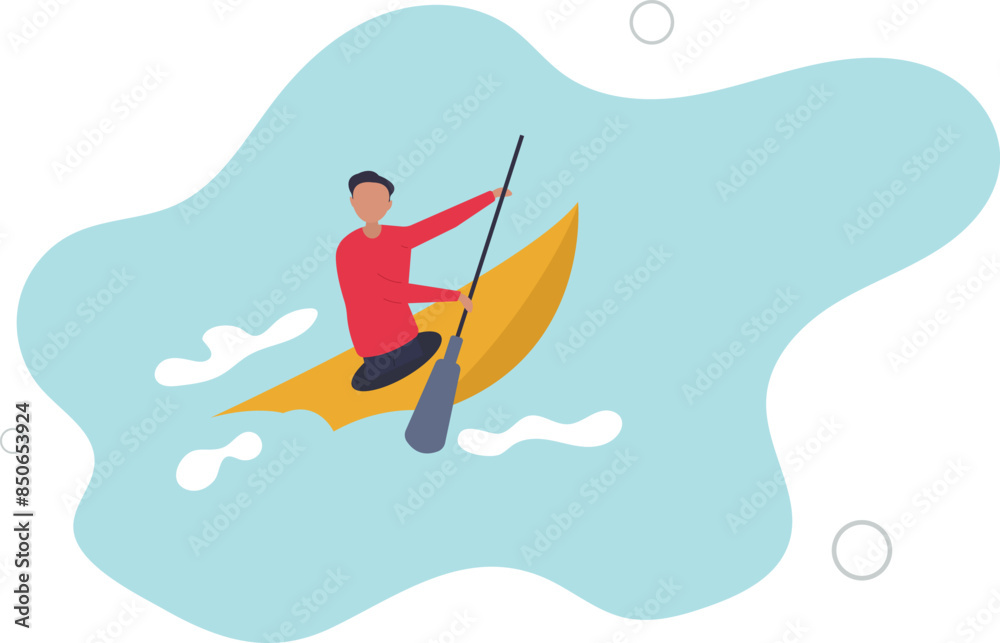Leadership to overcome business difficulty, skill or decision making to survive in crisis concept.flat illustration.