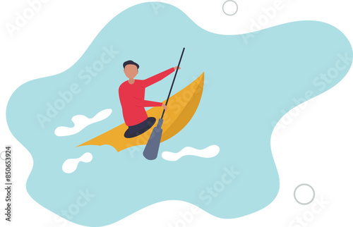 Leadership to overcome business difficulty, skill or decision making to survive in crisis concept.flat illustration.
