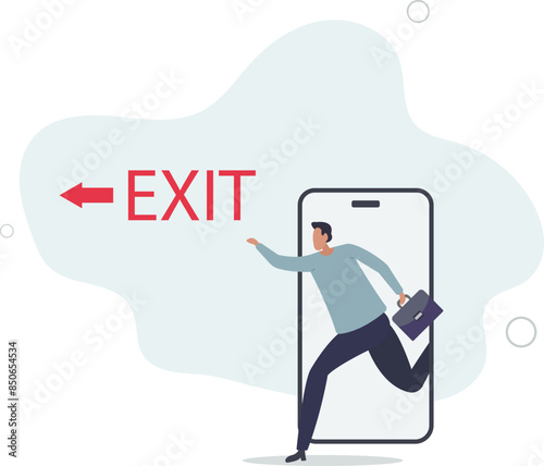 Reduce mobile screen time, digital detox, exit from virtual social media and live your real life concept.flat illustration.