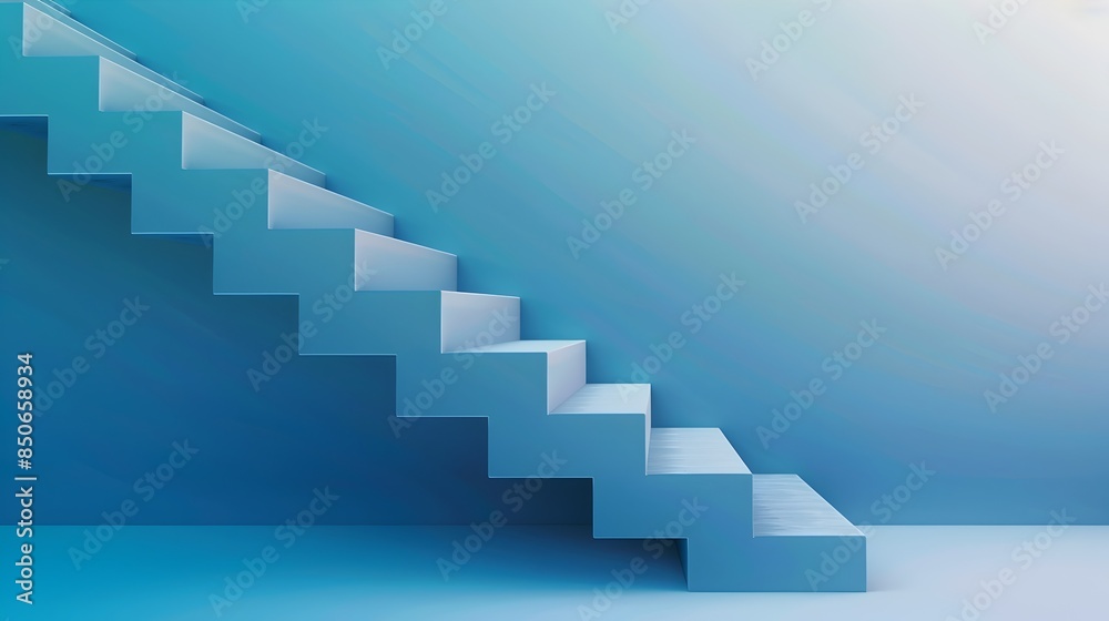 Minimalist Blue Staircase Leading to Infinite Space Minimalist Blue Staircase Leading to Infinite Space