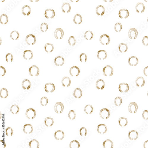 Seamless vector pattern, watercolor horseshoes