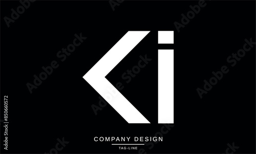 KI, IK Abstract Letters Logo Monogram Design Font Vector Initials