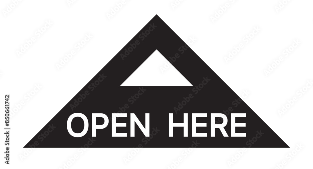 OPEN HERE banner flanked by upward arrow, guiding the user on where to access or begin OPEN HERE banner flanked by upward arrow, guiding the user on where to access or begin