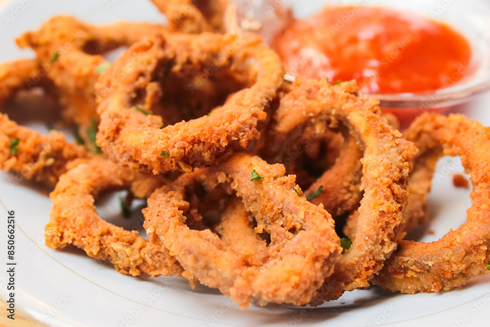calamari rings with sauce as seafood calamari rings with sauce as seafood
