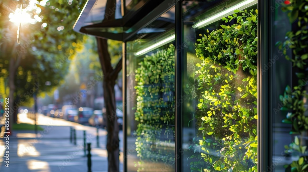 Fototapeta premium These environmentally conscious bus shelters showcase the integration of renewable energy sources making them a progressive solution for modern cities.