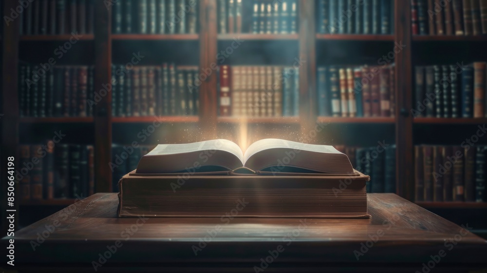 book opened in the middle, a light coming out of it book opened in the middle, a light coming out of it