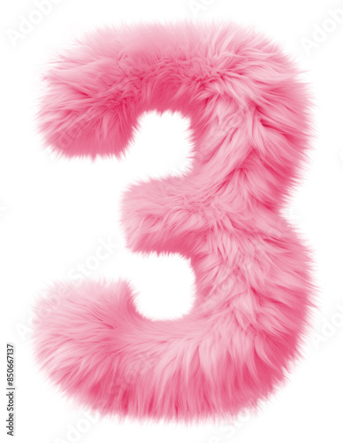 PNG Fur letter 3 pink white background accessories