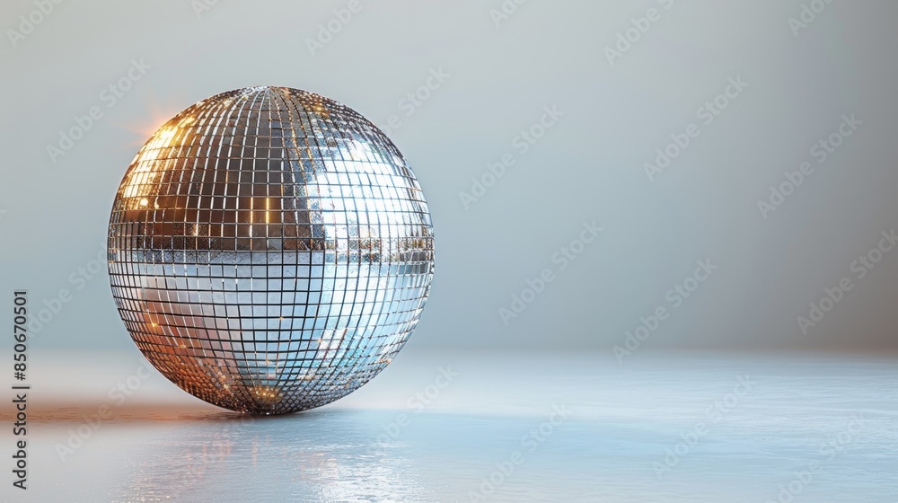 Shiny Silver Disco Ball Isolated on White Background, Reflective Party Accessory Shiny Silver Disco Ball Isolated on White Background, Reflective Party Accessory
