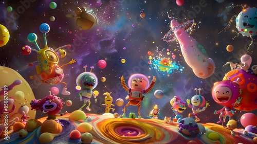 Cartoon-Style Space Travel, Fantasy Fairy Tale Concept