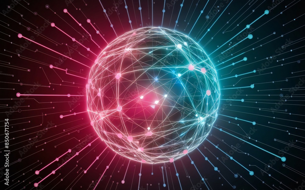 Obraz premium Glowing celestial sphere with stars and galaxies on black background