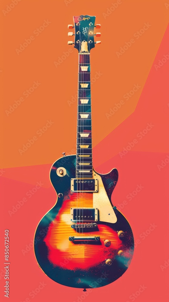 Obraz premium Retro electric guitar on colored background