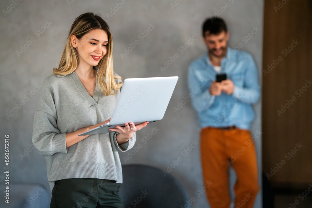 Success woman freelancer is working on a new project on laptop. Work business people concept. Success woman freelancer is working on a new project on laptop. Work business people concept.