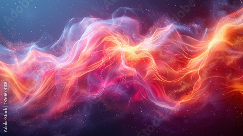 Abstract red and blue smoke swirling in space