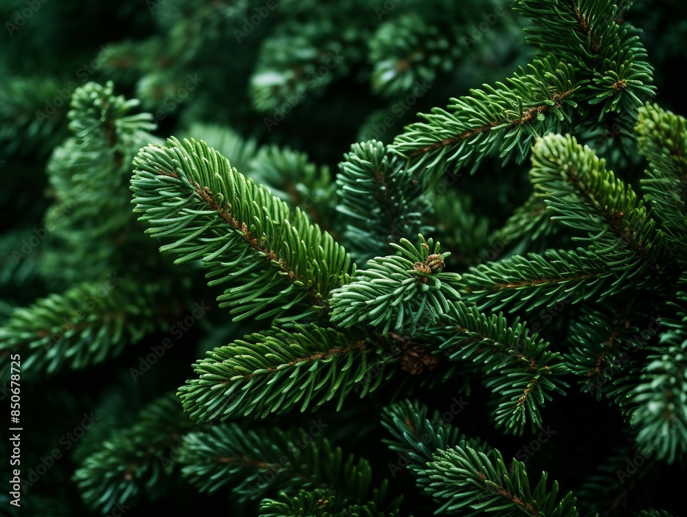 Close-Up of Lush Green Pine Tree Branches with Fresh Needles in Natural Setting. Generative AI Close-Up of Lush Green Pine Tree Branches with Fresh Needles in Natural Setting. Generative AI