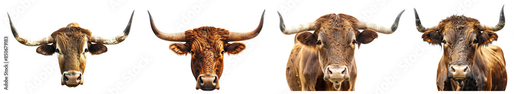 Playful Bull Head isolated on Transparent Background. AI generative Playful Bull Head isolated on Transparent Background. AI generative