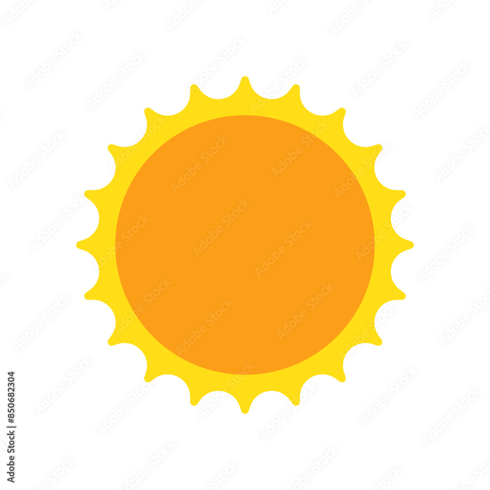Sun icon in flat style, simple yellow sun. Sun icon in flat style, simple yellow sun.