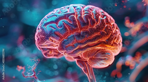Detailed illustration of the human brain focusing on the hippocampus photo