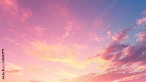 Evening clear sky background with a blend of orange and pink tones