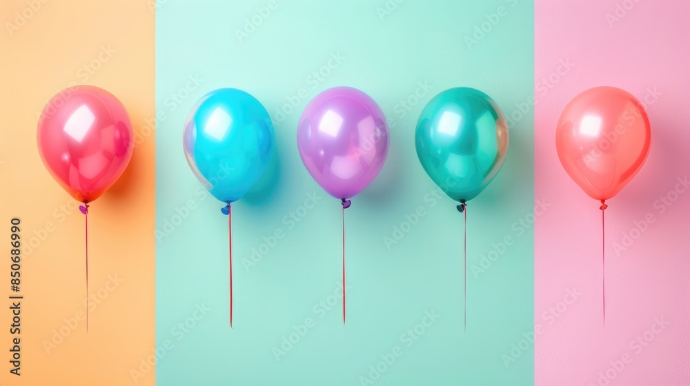 Birthday balloons flat design front view festive theme water color Triadic Color Scheme. Birthday balloons flat design front view festive theme water color Triadic Color Scheme.