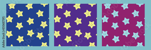 Seamless stars pattern design vector. Floral print for fabric.