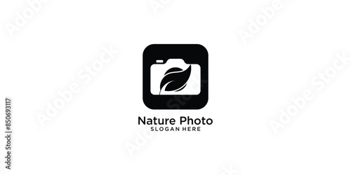 Creative nature photography logo design with unique concept , premium vector